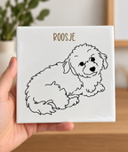 Gepersonaliseerde tegel met lijntekening van jouw huisdier 🐾