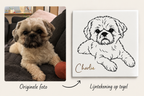 Gepersonaliseerde tegel met lijntekening van jouw huisdier 🐾