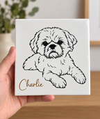 Gepersonaliseerde tegel met lijntekening van jouw huisdier 🐾
