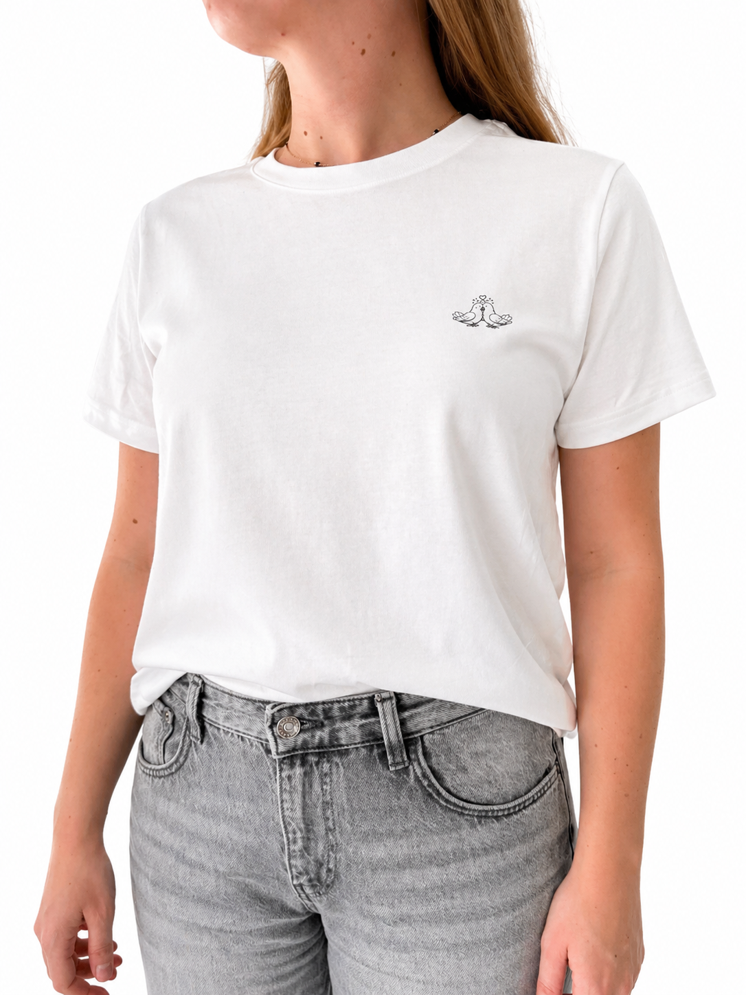 T-shirt met tortelende duifjes